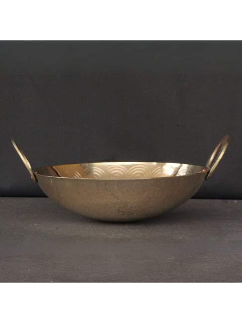 Indian Bartan Gold Brass Parat Kadhai (3000ml)