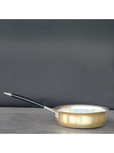 Indian Bartan Gold Brass Fry Pan With Kalai (1500ml)