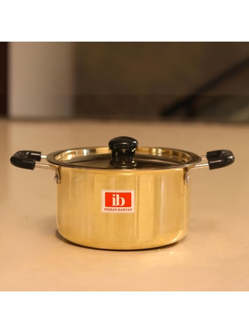 Indian Bartan Gold Brass Stew Pan (3500ml)