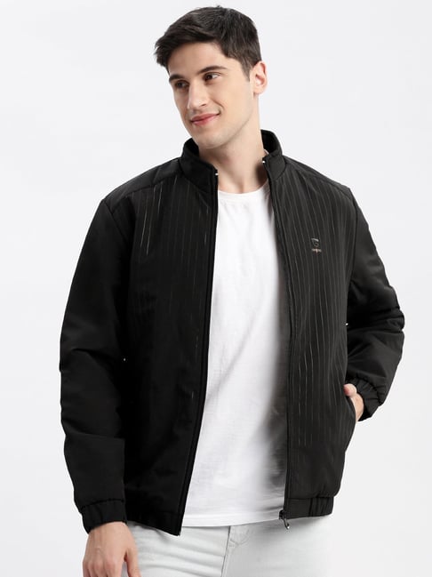 SHOWOFFFF Black Nylon Slim Fit Stripes Jacket-image-42