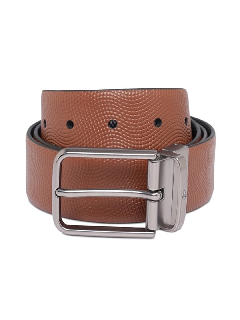 United Colors of Benetton Crissier Tan & Black Leather Reversible Belt for Men-picture-17