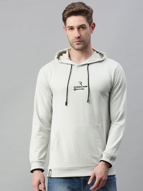 SHOWOFFFF Grey Cotton Slim Fit Solid Sweatshirt