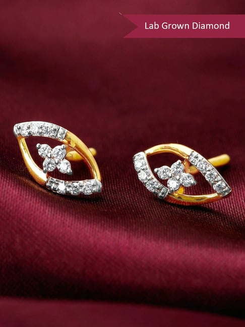 GIVA 14k Yellow Gold Ovate Diamond Earrings