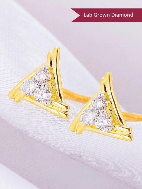 GIVA 14k Yellow Gold Geometric Trio Diamond Earrings