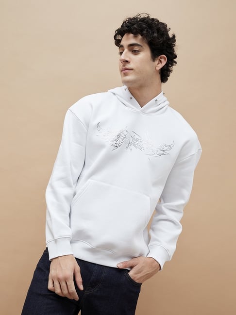 Forca By Lifestyle White Regular Fit Printed Hooded Sweatshirt-picture-35
