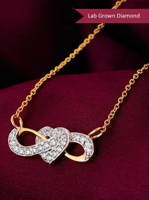GIVA 14k Yellow Gold Limitless Love Diamond Necklace with Chain