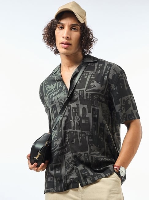 Bewakoof Official Marvel Men's Black All Over Printed Shirt-picture-43