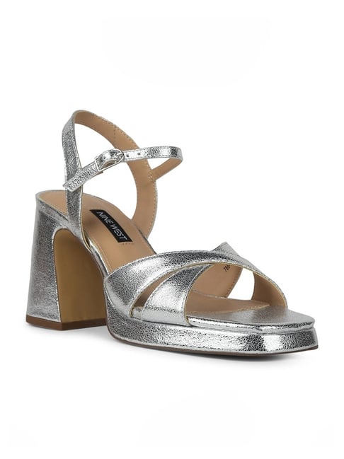 Nine West Women's Silver Ankle Strap Sandals