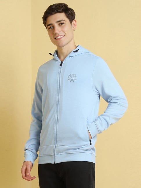Allen Solly Blue Cotton Regular Fit Hooded Sweatshirts