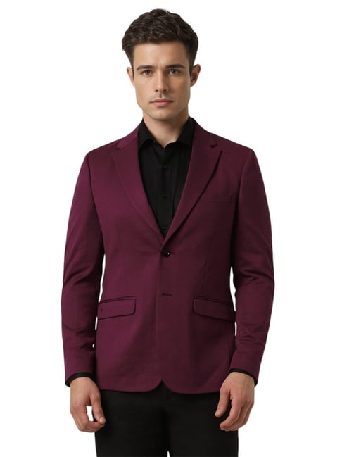 Van Heusen Maroon Slim Fit Blazer-picture-41