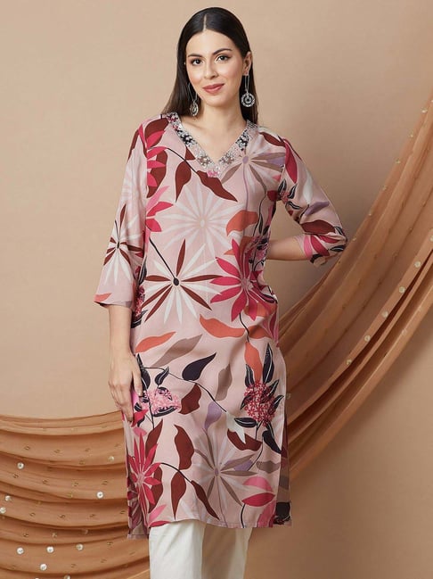 Melange by Lifestyle Pink Printed Kurta-picture-35