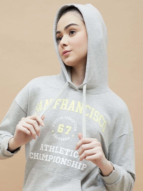 Womens Hoodie Kappa Hooded Sweatshirt KAPPA Grey Print Hoodie