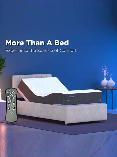 The Sleep Company Elev8 Single Size Smart Recliner Bed Base with Italia Grey Frame & Massager Mode