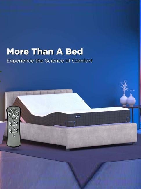 The Sleep Company Elev8 King Size Italia Grey Smart Recliner Bed with 8 inch Ortho Mattress