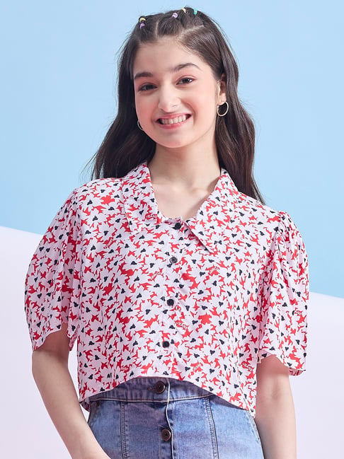 StyloBug Girls White Printed Top-image-39