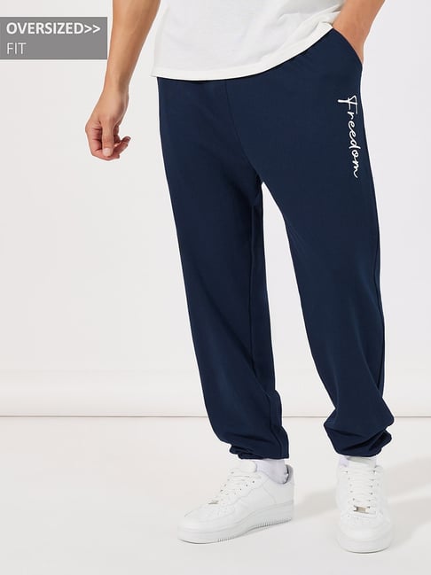 Styli Navy Blue Relaxed Fit Joggers-image-19