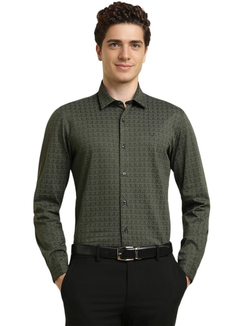 Allen Solly Green Cotton Slim Fit Printed Shirts-picture-43