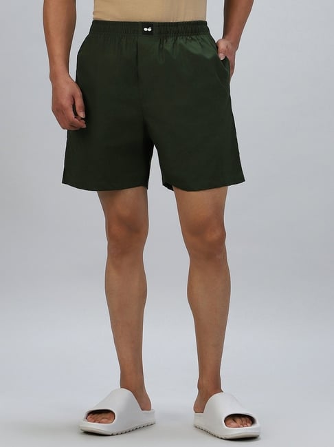 Bewakoof Olive Green Cotton Regular Fit Boxers