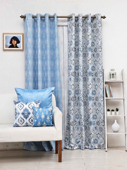 Ariana Bobby Blue Polyester Window Curtains - Set of 2-picture-33