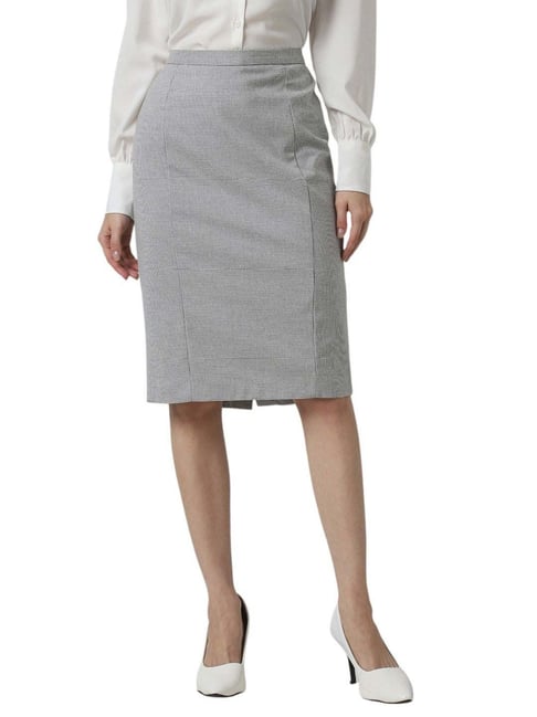 Van Heusen Grey Checks Skirt-picture-13