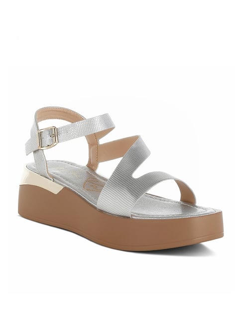 London Rag Women's Silver Ankle Strap Sandals-picture-10