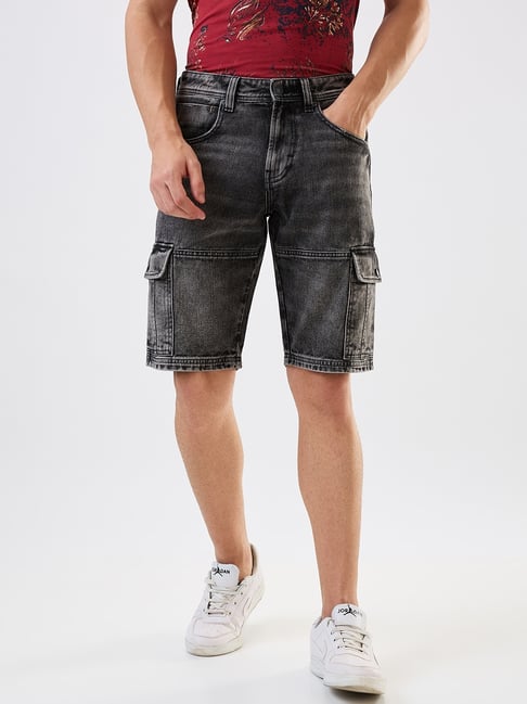Spykar Black Cotton Regular Solid Shorts-picture-30