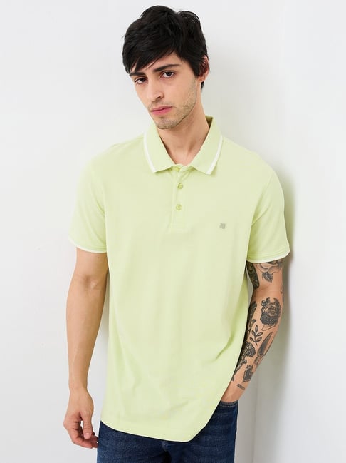 Spykar Green Cotton Slim Solid Polo T-Shirt-picture-20
