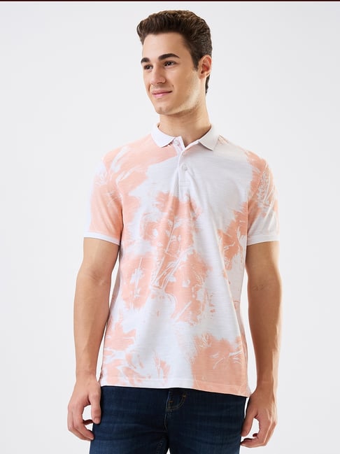 Spykar Pink Cotton Slim Print Polo T-Shirt-picture-42