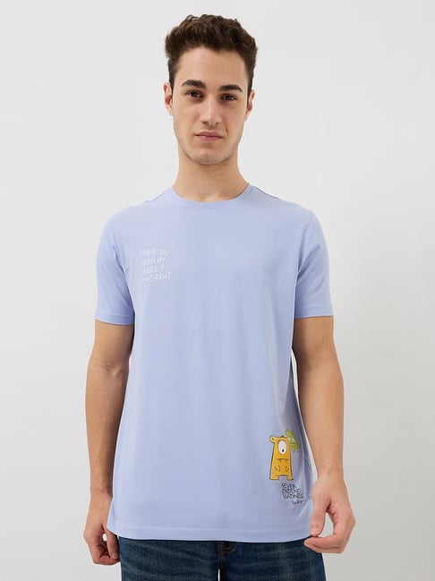 Spykar Blue Cotton Slim Print T-Shirt-picture-48