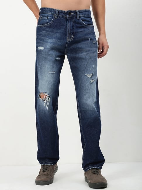showoffff Showoff Blue Straight Fit Distressed Jeans-picture-27