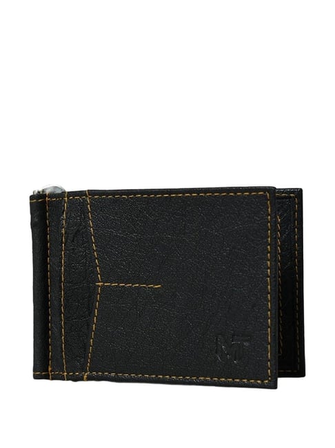 MaheTri Black Casual Leather Money Clip for Men
