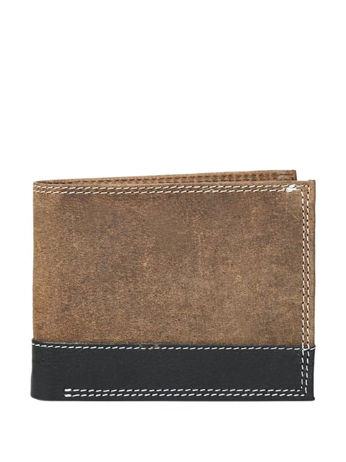 MaheTri Brown Casual Leather Bi-Fold Wallet for Men