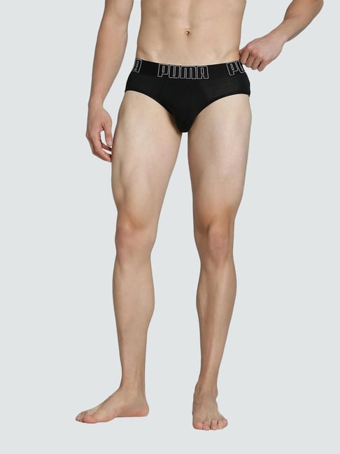 Puma Black Cotton Regular Fit Printed Briefs