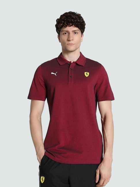 Puma Red Cotton Regular Fit Texture Sports Polo-picture-10