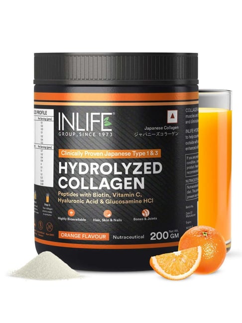 INLIFE Japanese Collagen Supplements for Women & Men (Orange, Collagen, 200g)