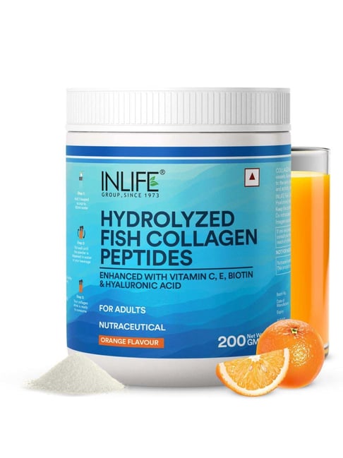 INLIFE Marine Collagen Powder for Women & Men (Orange, 200g)