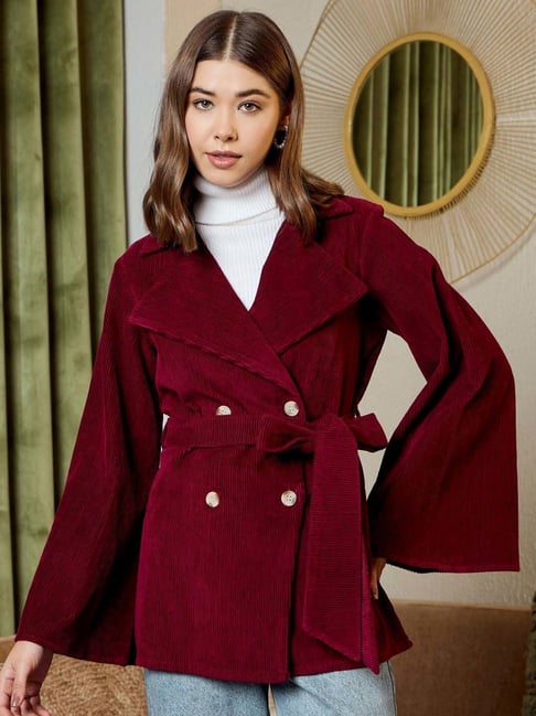 Mabish By Sonal Jain Burgundy Stripes Jackets-picture-11