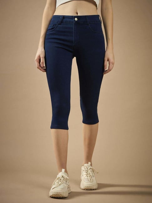 DOLCE CRUDO Navy Plain Capri-picture-42