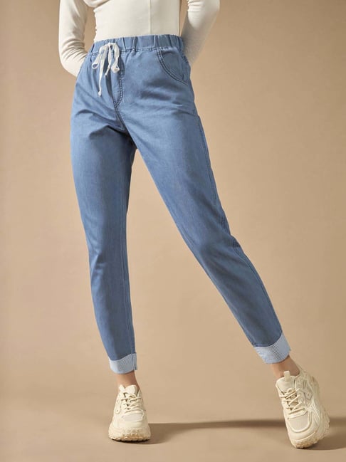 DOLCE CRUDO Blue PlainJoggers-picture-18
