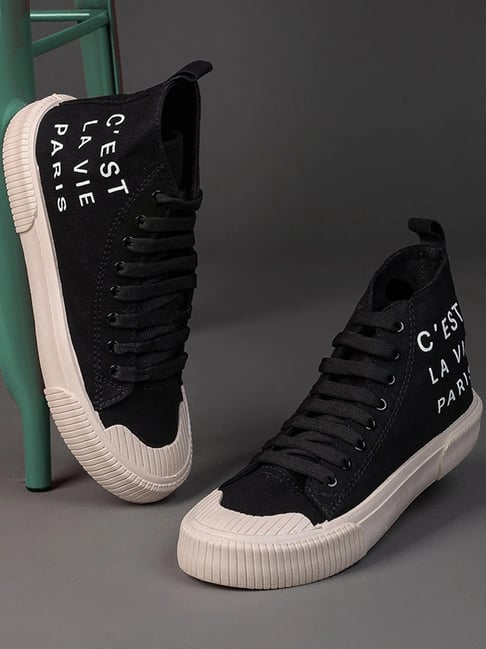 Styli Men's Black Ankle High Sneakers-image-39