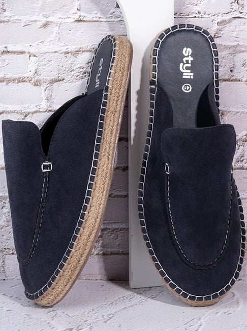 Styli Men's Navy Mule Shoes-picture-32