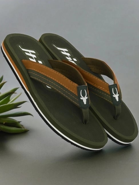 Hirolas Men's Green & Tan Flip Flops-picture-19