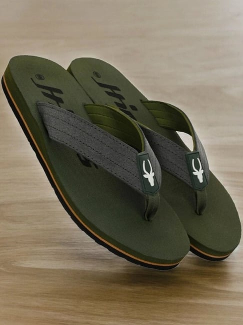 Hirolas Men's Green Flip Flops-picture-45