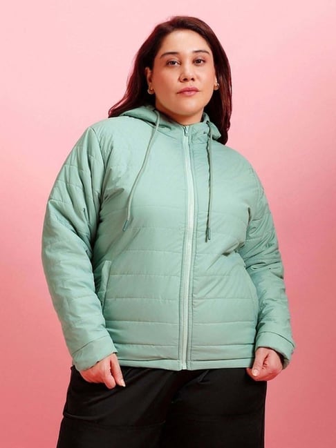 Bewakoof Women's Sage Plus Size Relaxed Fit Puffer Jacket
