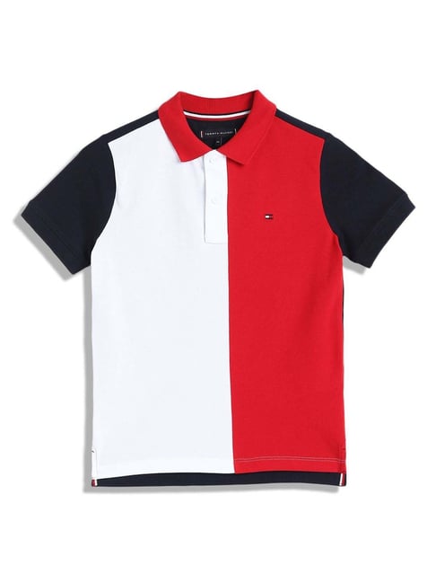 Polo Shirt Tommy Hilfiger Boys T Shirts Tommy Hilfiger Kids Dark Night Navy  Colorblock Regular Fit Polo T-Shirt