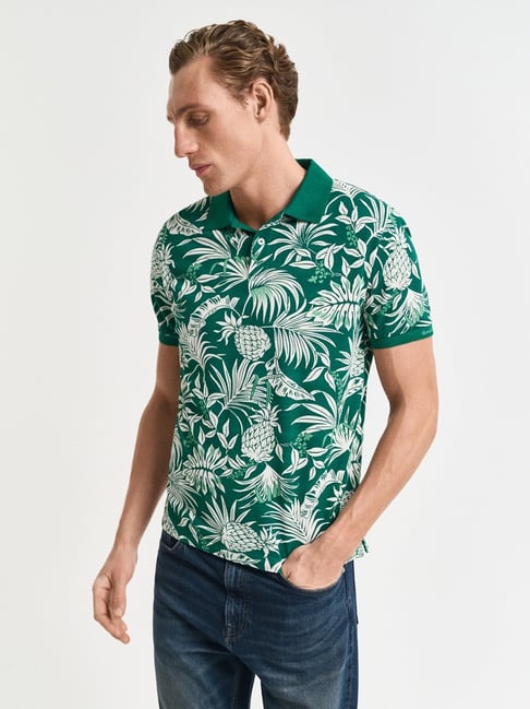 Buy Gant Green Pure Cotton Regular Printed T-Shirt for Mens Online