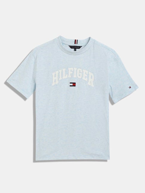 Tommy Hilfiger Kids Breezy Blue Heather Printed Slim Fit T-Shirt-picture-14
