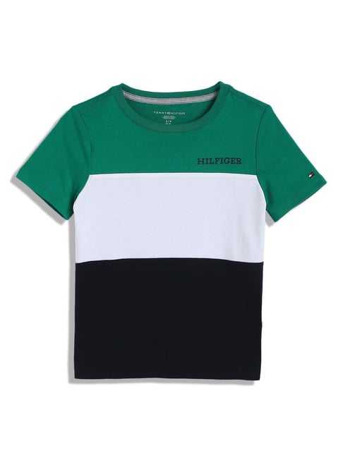 Tommy Hilfiger Kids Olympic Green Colorblock Regular Fit T-Shirt-picture-34