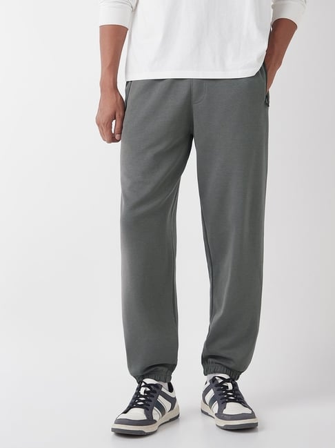 Bewakoof Grey Cotton Relaxed Fit Trackpants