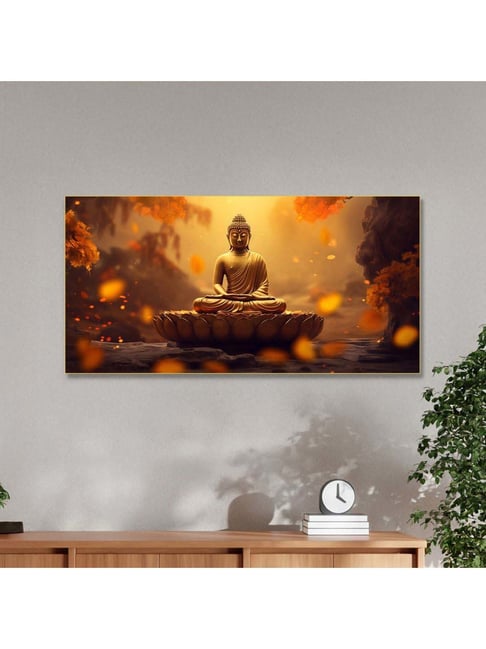 Nestroots Canvas Buddha Painting Amidst Autumn Serenity Wall Painting - White Floating Frame-picture-10